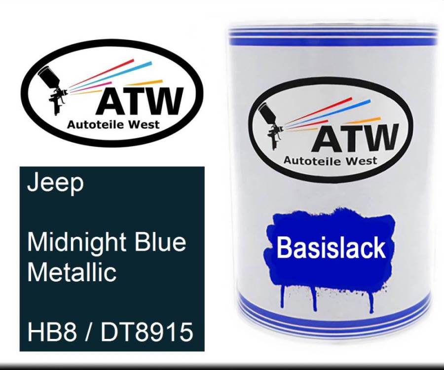 Jeep, Midnight Blue Metallic, HB8 / DT8915: 500ml Lackdose, von ATW Autoteile West.